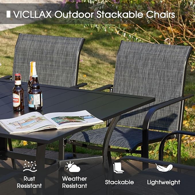 VICLLAX Patio Dining Set for 4, Alll Weather Metal Outdoor Furniture Set - Image 3