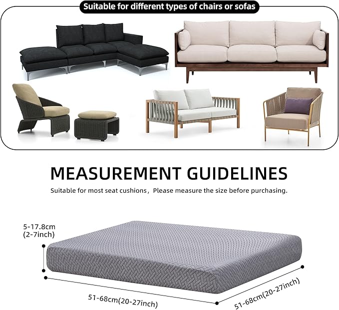Sofa Cushion Covers, 8-Piece Stretch Set for Outdoor Patio Furniture