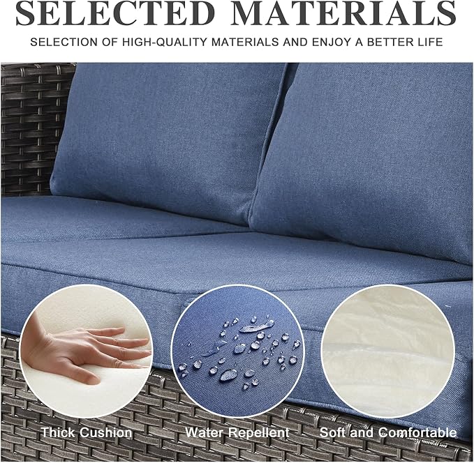 Belord 6 Piece Outdoor Furniture Patio Wicker Sofa Set, Oversize Outdoor Dining - Image 9