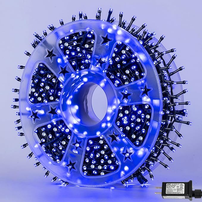 String Lights, 500 LED Blue Outdoor Waterproof, 165 ft Length