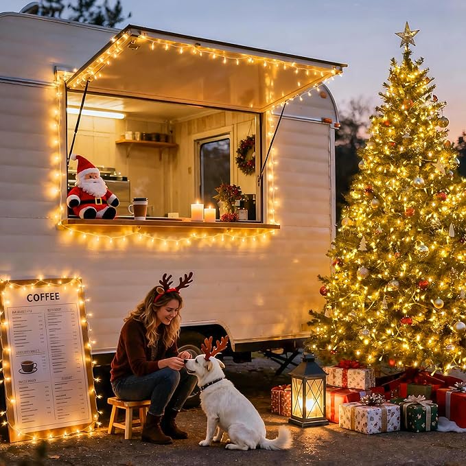 String Lights, 168 ft Warm White, 600 LEDs with Remote