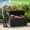 Deck Box, 120 Gallon Black Resin Outdoor Storage with Bench Lid