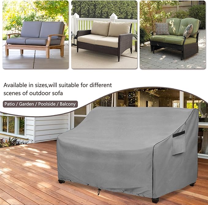Patio Sofa Cover, Waterproof Polyester in Grey for Loveseats and 3-Seat Sofas