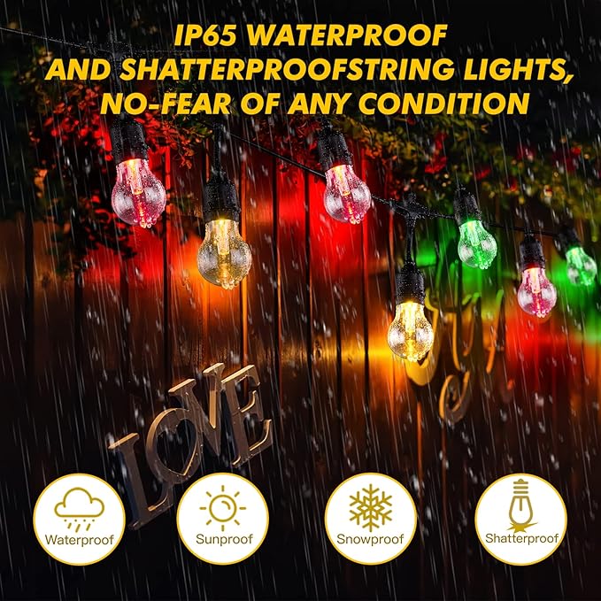 String Lights 96 FT Solar Outdoor LED, 8 Colors and Remote