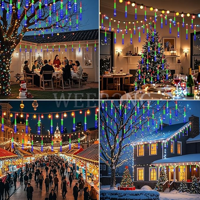 String Lights 32 Tubes 768 LEDs Multicolor Outdoor Icicle Lights