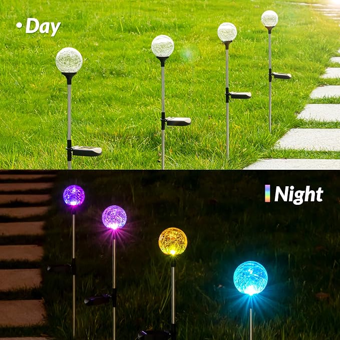 SOLPEX Solar Garden Lights 3 Pack, Solar Lights Outdoor Decorative, Solar Globe - Image 3