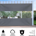 Outdoor Curtain, Waterproof Clear Vinyl Patio Panel, 8' x 15' Gray