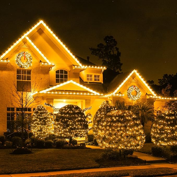 String Lights 1000 Warm White LED Outdoor Lights with Remote and Timer