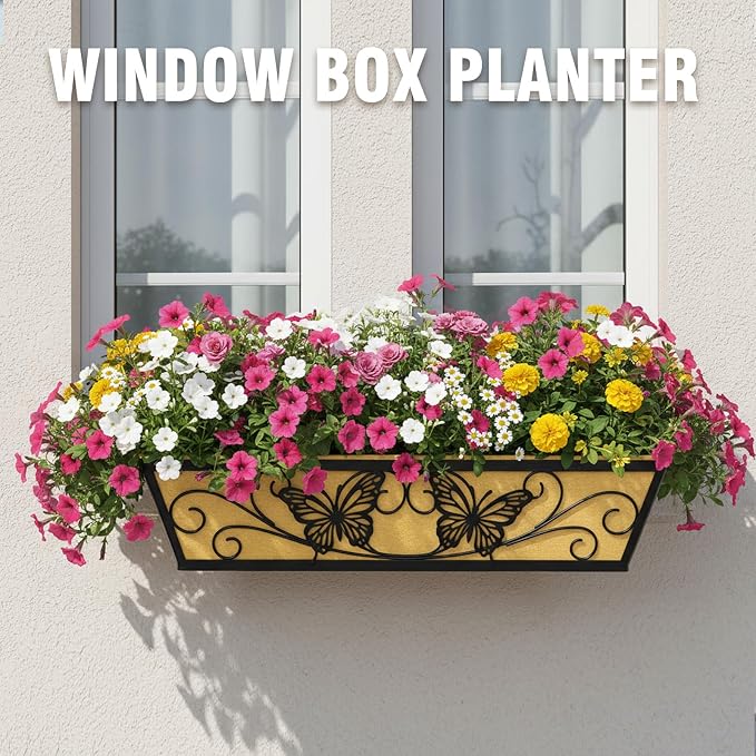 6 Pack 24 Inch Window Boxes Planter Railing Planters Box - Image 2