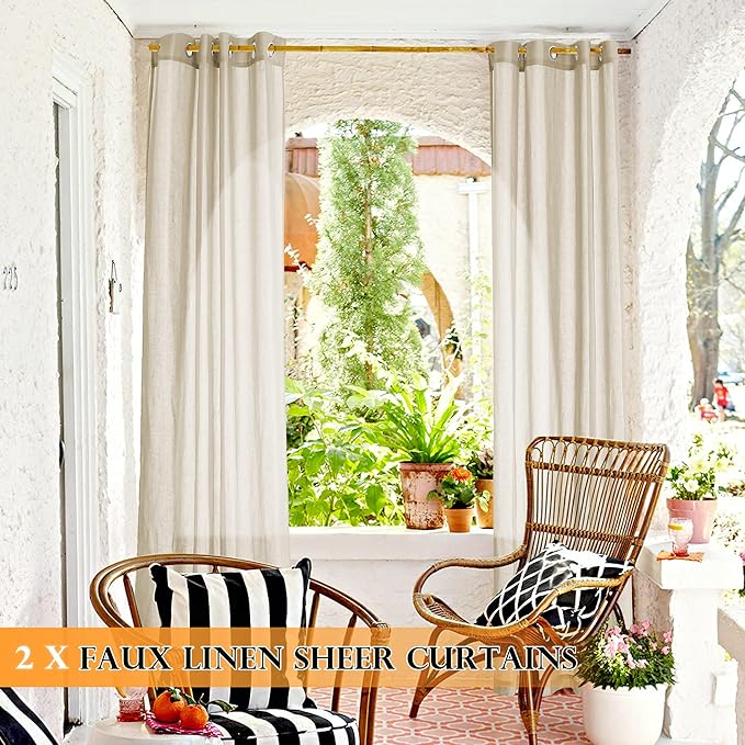 RYB HOME Outdoor Linen Curtains - Image 3