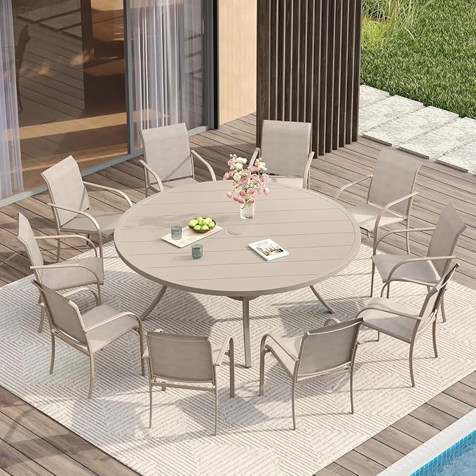 VICLLAX Large Patio Dining Furniture Set, Outdoor Dining Set by HOME