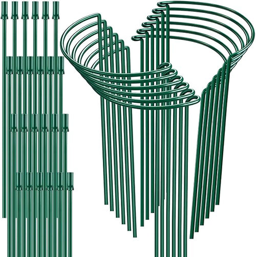 12 Pack 32 or 16 inch Adjustable Plant Support Stakes, Heavy-Duty Half Round by HiGift
