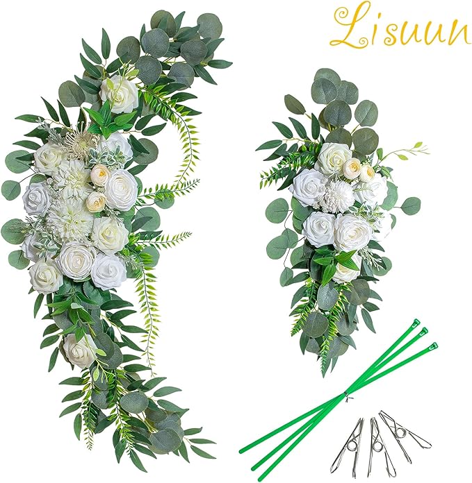 Artificial Flower Swag, Creamy White Silk Wedding Arch Decor, 40 Inch
