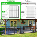 Decorative Metal Garden Fence with Gate, Silver Black, 16 Panels