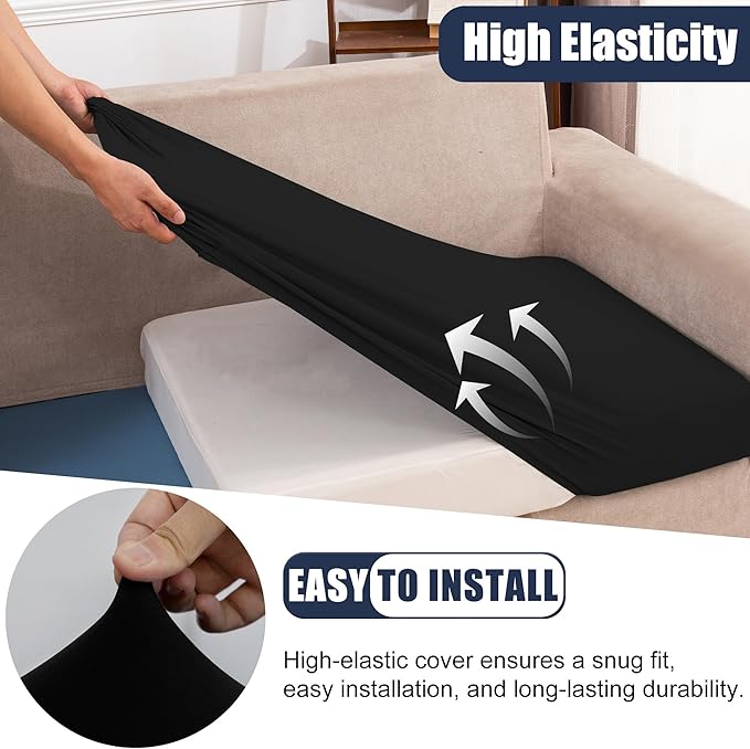 Sofa Covers, 4 Pack Black Stretch Outdoor Cushion Slipcovers