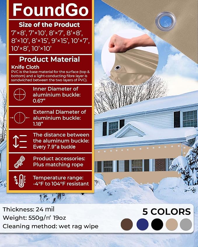 FoundGo 8'Hx10'W Outdoor Vinyl Curtains - Image 4