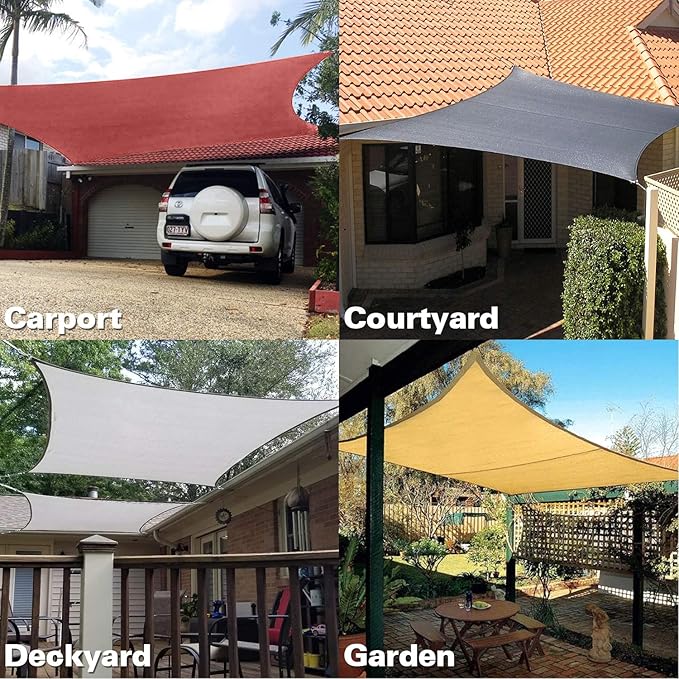 KANAGAWA Sun Shade Sail 20'x20' Sand Rectangle UV Block Canopy Awning Shelter - Image 7