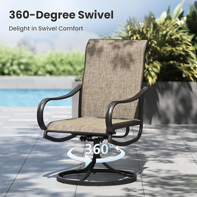 PHI VILLA Outdoor Dining Set for 6 Person, Rectangle Metal Slat Table - Image 6