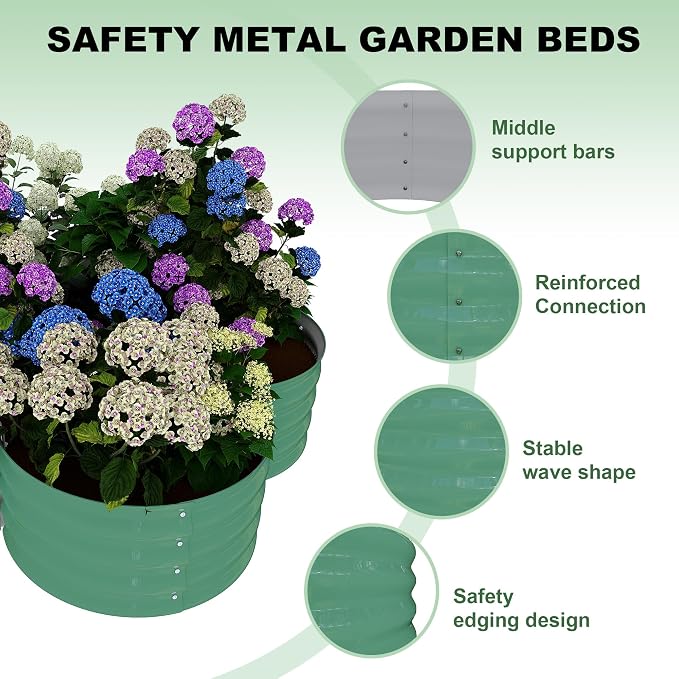 2-Pack Galvanized Raised Garden Bed, Veggies & Flowers. Rust-Resistant Raised - Image 4