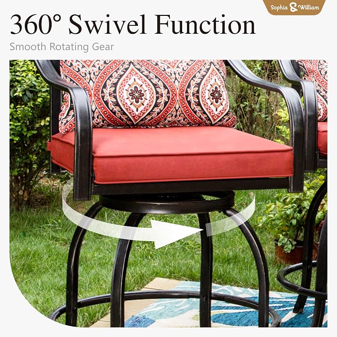 Sophia & William Outdoor Patio Bar Set 5 Piece High Dining Table and Chairs - Image 5