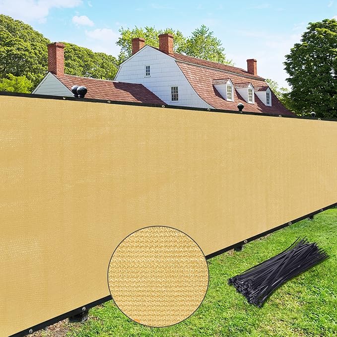 UPGRADE Privacy Fence Screen 4'x24' Sand Outdoor 90% Visibility Blockage 170 by UPGRADE