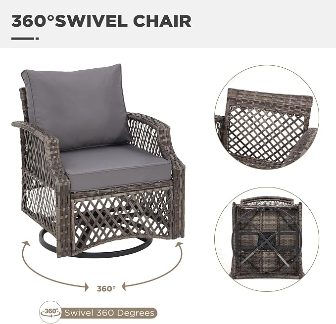 HOMREST 7 Piece Patio Furniture Set, Wicker Outdoor Conversation Sofa Set - Image 3