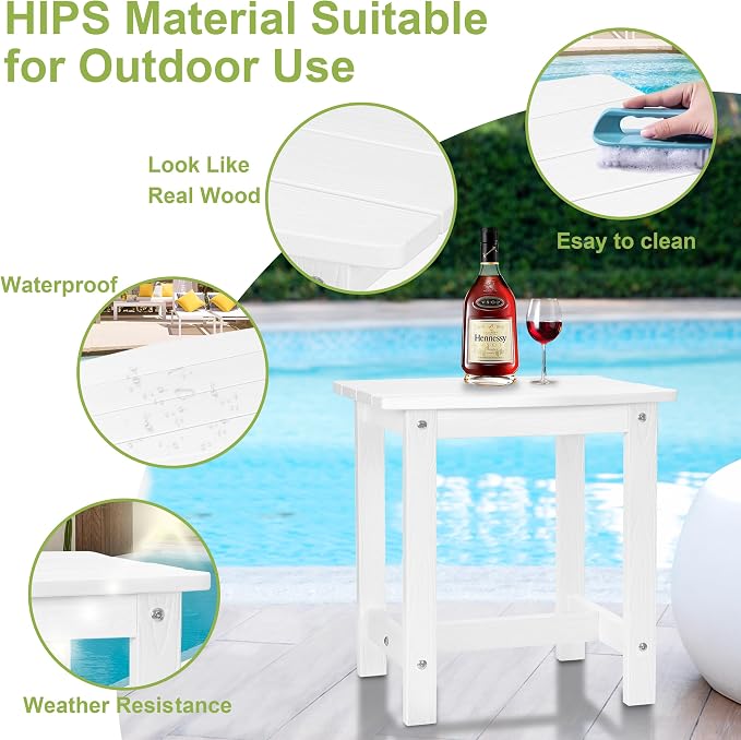 Y&M Outdoor Side Table, HIPS Adirondack Small Single Table, Waterproof Square - Image 5