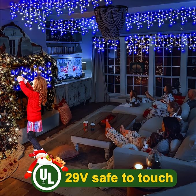 String Lights 400 LED 33ft Blue and White Outdoor Christmas
