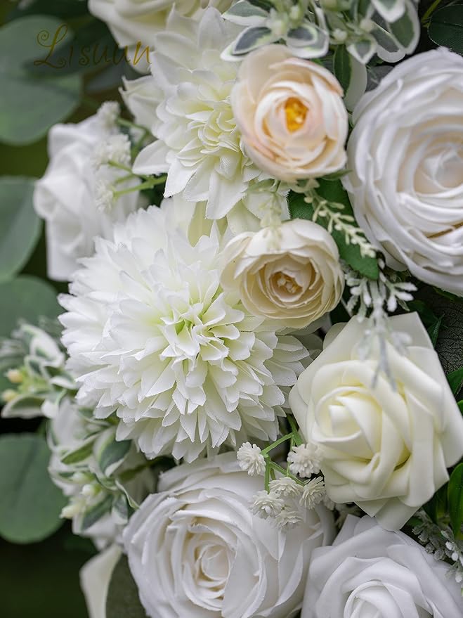 Artificial Flower Swag, Creamy White Silk Wedding Arch Decor, 40 Inch