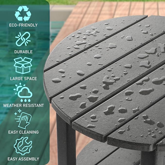 FUNBERRY Outdoor Adirondack Side Table, 2-Tier Patio End Tables, HDPE All - Image 7