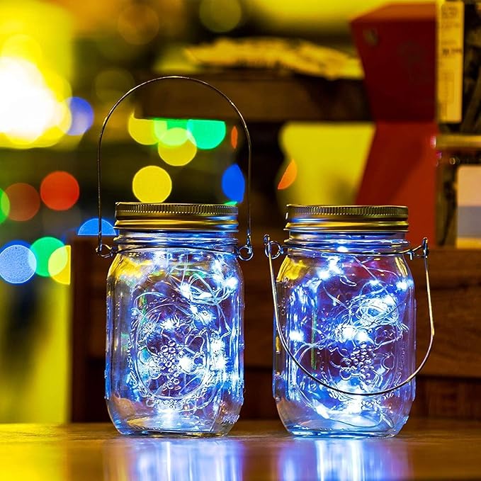 Solar String Lights for Mason Jars, 12 Pack, Cool White