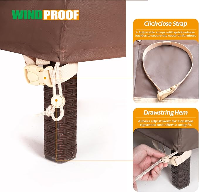 F&J Outdoors Patio Furniture Cover, Waterproof UV Resistant - Image 6
