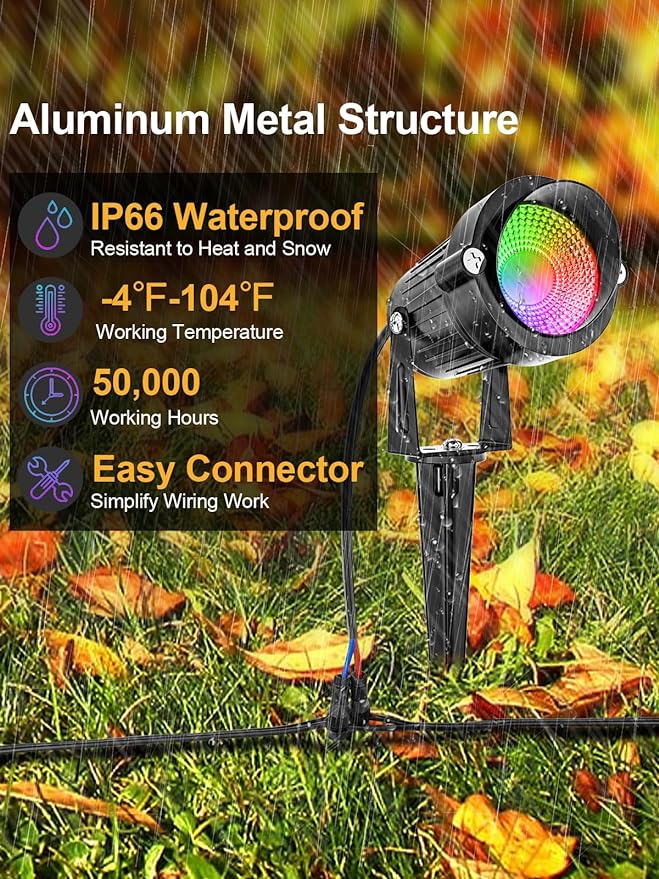 ZUCKEO 12W RGB Low Voltage Landscape Lights, LED Color Changing Landscape - Image 2