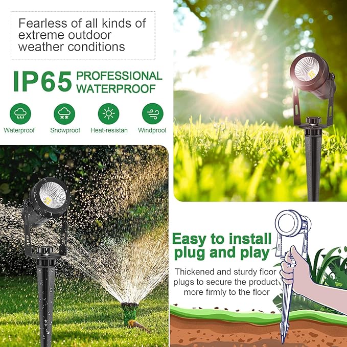 Outdoor Landscape Lighting, 4 Pack LED Outdoor Spot Lights - Image 3