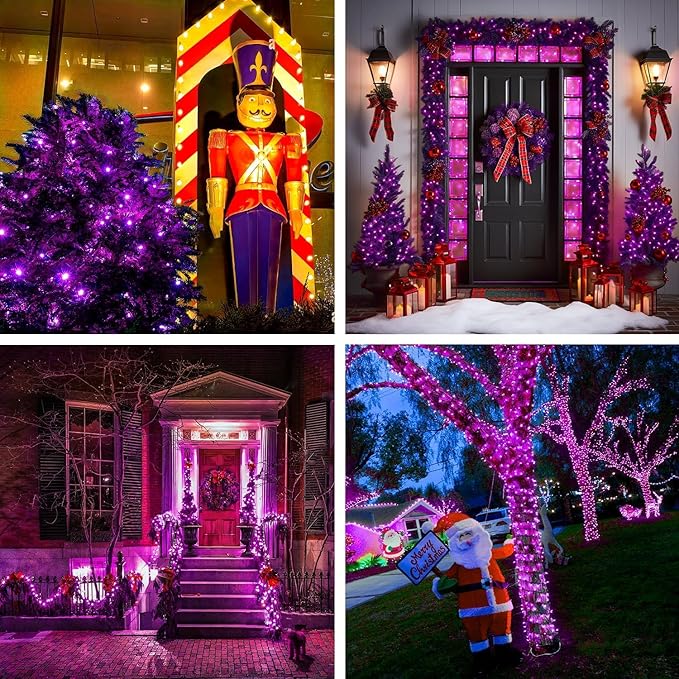 String Lights, 168 ft Purple Halloween with 600 LEDs and Remote