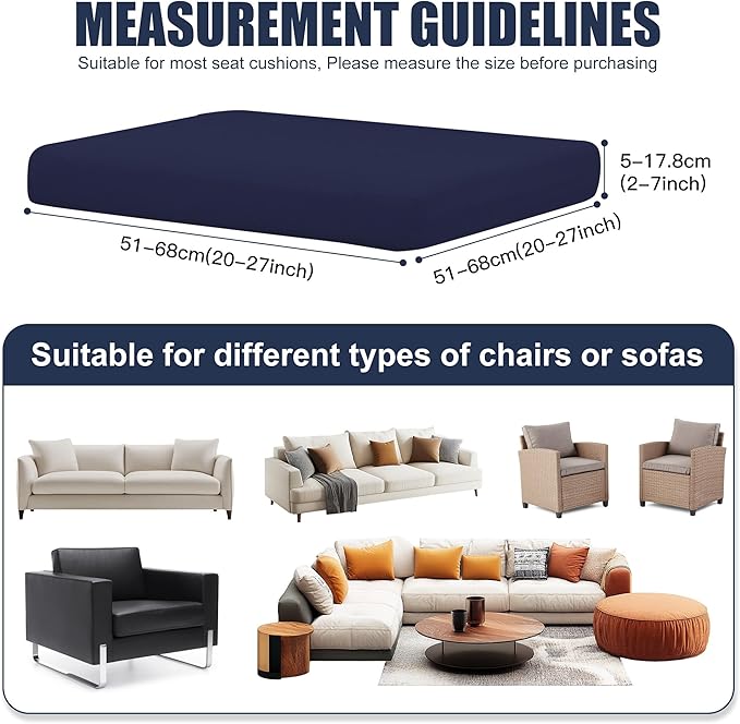 Sofa Covers for Patio Cushions, Navy Stretch Fit, Set of 4