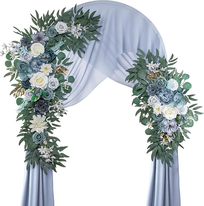Artificial Flowers Silk Wedding Arch Swag, 40-Inch with Peonies and Roses
