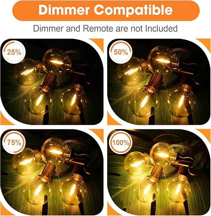 LED Edison Bulbs, 50 Pack G40 E12 Dimmable Clear Globe