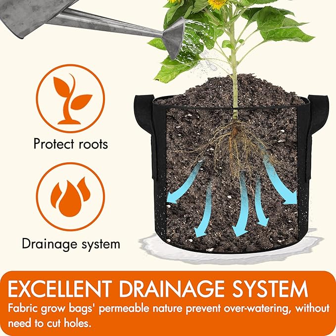 Gardzen 6-Pack 7 Gallon Grow Bags, Aeration Fabric Pots - Image 4