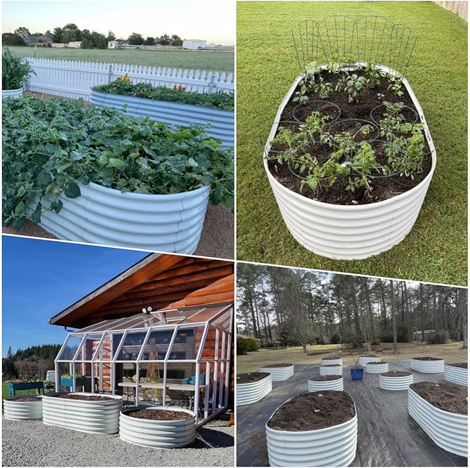 A ANLEOLIFE 7-Set 8X4X2 ft Galvanized Raised Garden Bed Kit, Oval Metal Deep - Image 5