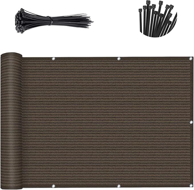 SUNNY GUARD Customized 2'6''x23' Brown Balcony Privacy Screen, 91% Shade - Image 2