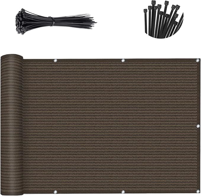 SUNNY GUARD Customized 3.3'x30' Brown Balcony Privacy Screen, 90% Shade - Image 2