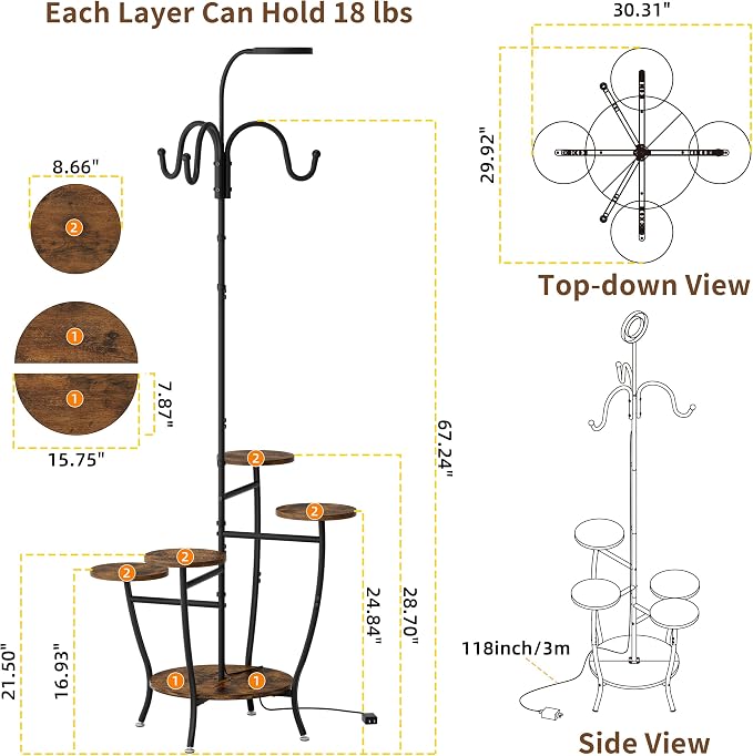 Plant Stand Indoor with Grow Light - Image 6