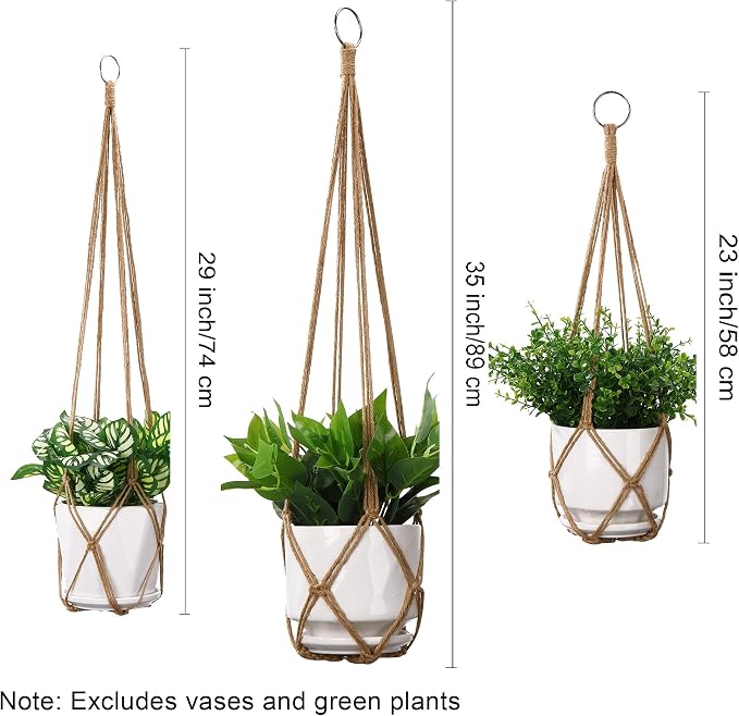 YIBOT 3 Pack Macrame Plant Hanger Indoor Hanging Planter Basket - Image 3