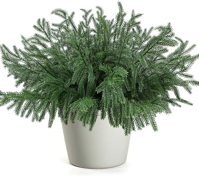 Artificial Norfolk Pine Branches, 24 Pack, 18 Inch Green Stems