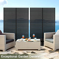 Decorative Fence Privacy Screen, Black Louvered Metal, 72 in H x 47 in W