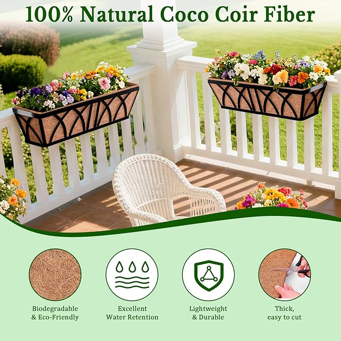 Halatool 4 Pack 24 Inch Window Box Liners, Pre-Formed Coco Fiber Replacement - Image 3