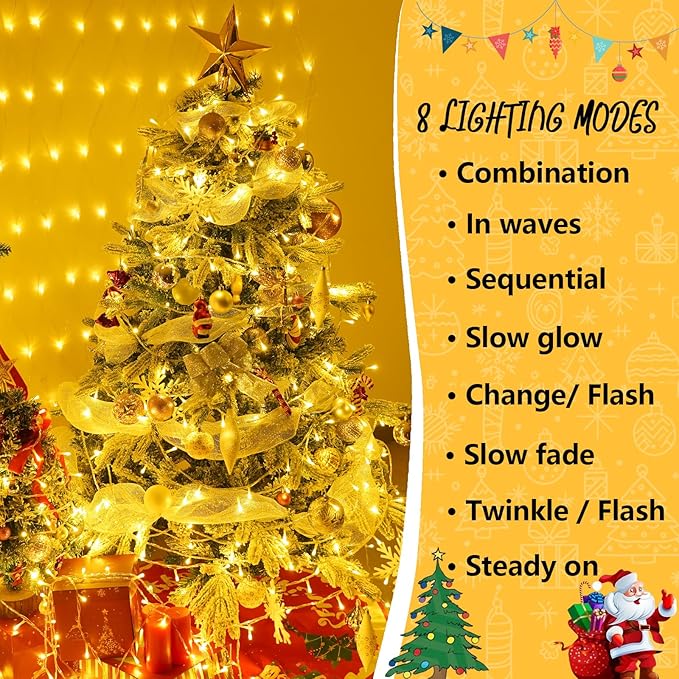 String Lights 500 LED, 165 ft Warm White, IP44 Waterproof Outdoor