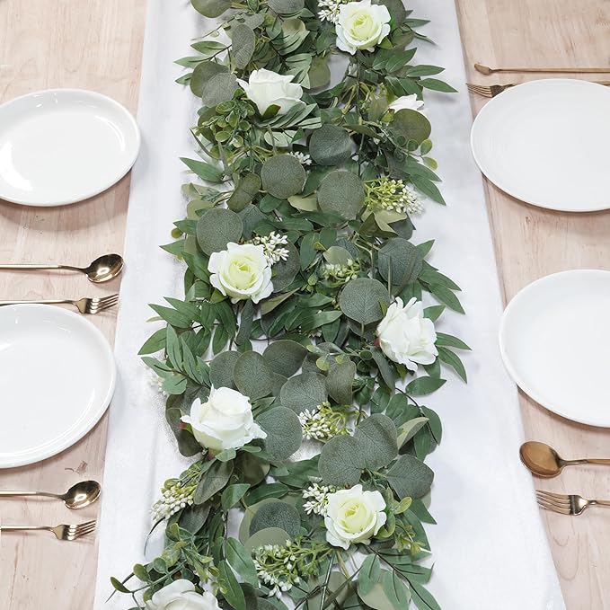 Artificial Eucalyptus Greenery Garland, 2 Pack, 6.5 Ft, White