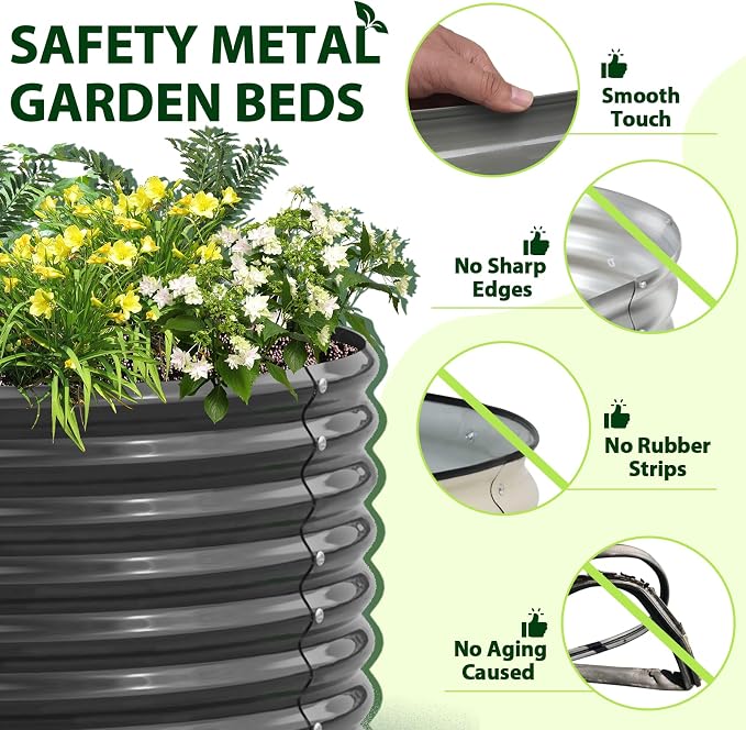 A ANLEOLIFE 8X4X2 ft Galvanized Raised Garden Beds Outdoor, Oval Large Metal - Image 5